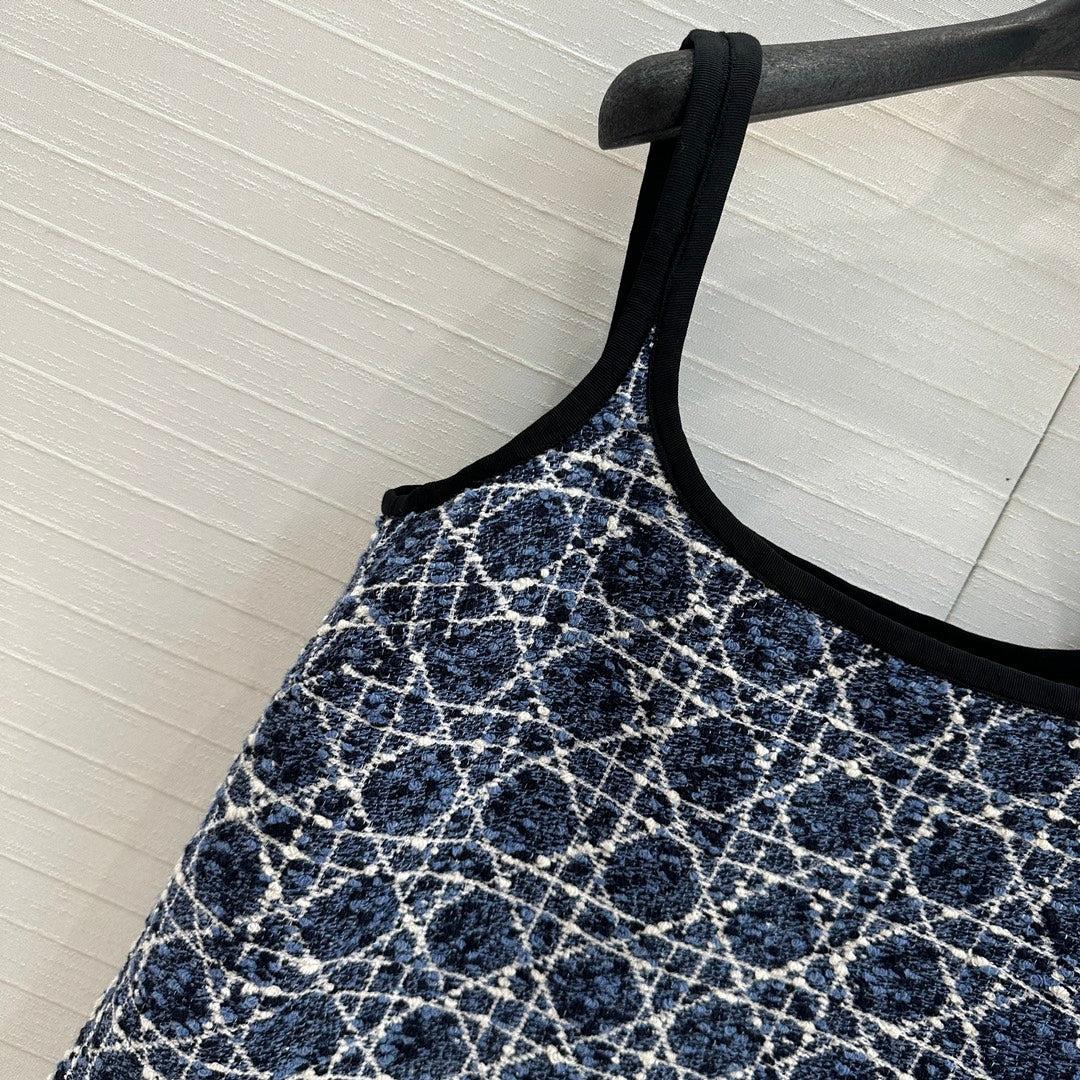 CD 25 Suspender Dress Blue Cotton Silk