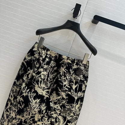 CD 25 Print Shirt Black Gold Jacquard fabric