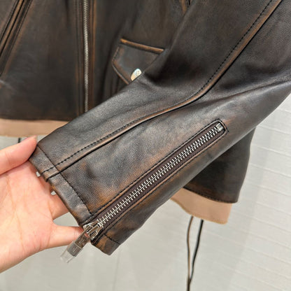 Miu Miu 25 Jacket Black Brown Sheepskin