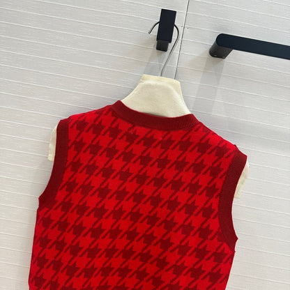 CD 25 Knitted Vest Top Red Wool Cashmere