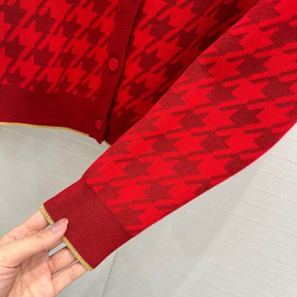 CD 25 Knitted Cardigan Red Wool Cashmere