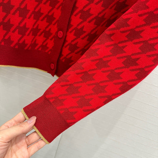 CD 25 Knitted Cardigan Red Wool Cashmere