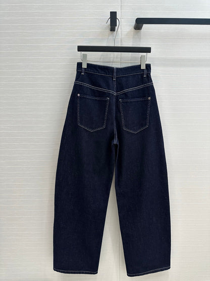 Fendi 25 Denim Scimitar Pants Dark Blue Cotton