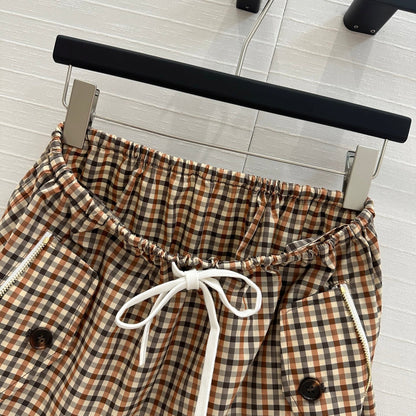 Miu Miu Puffy Mini Skirt Beige Brown Polyester