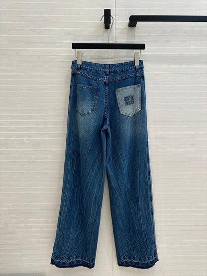 Miu Miu 25 Straight Jeans Blue Cotton