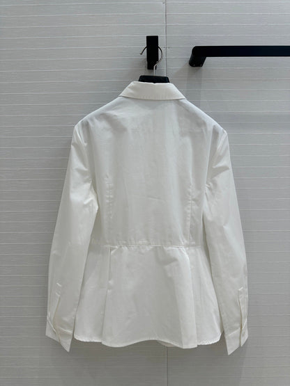 CD 25 Pleated Shirt White Cotton