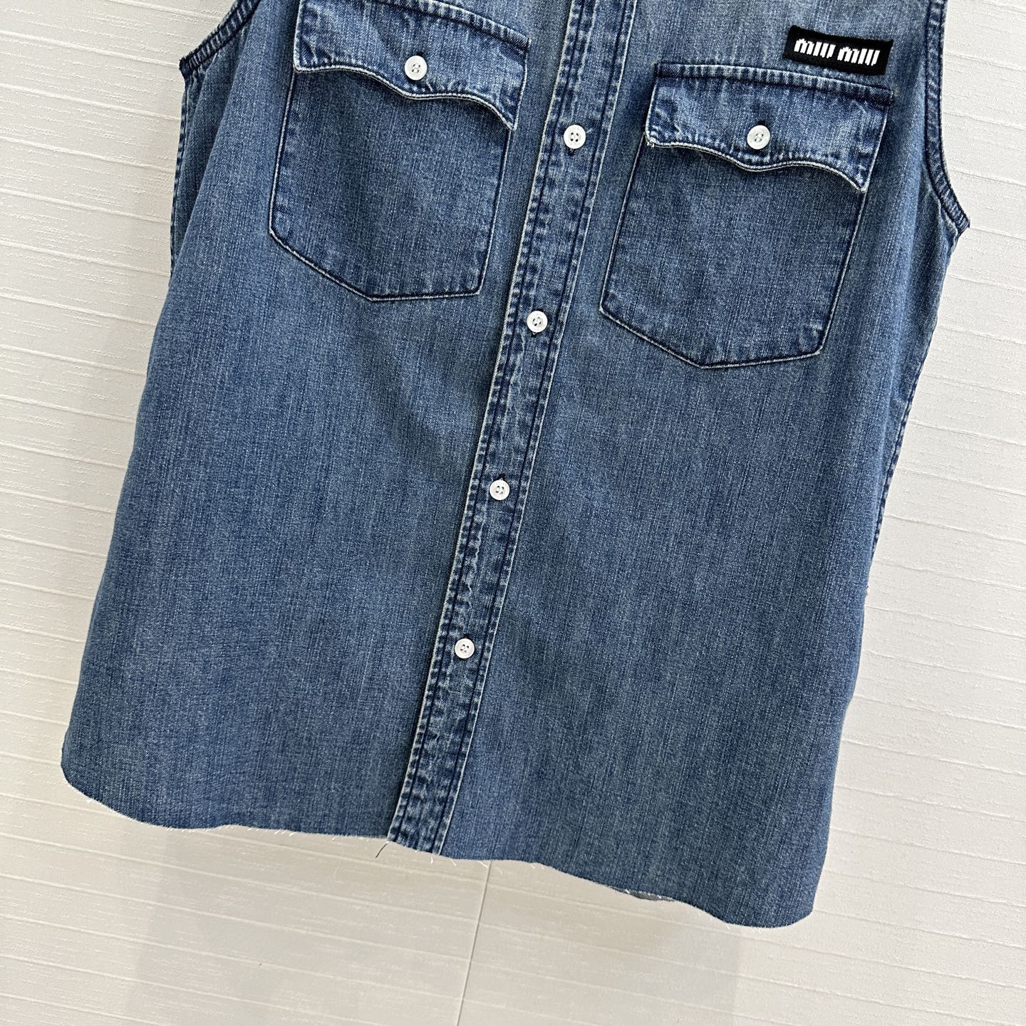 Miu Miu 25 Denim Shirt Vest Blue Cotton