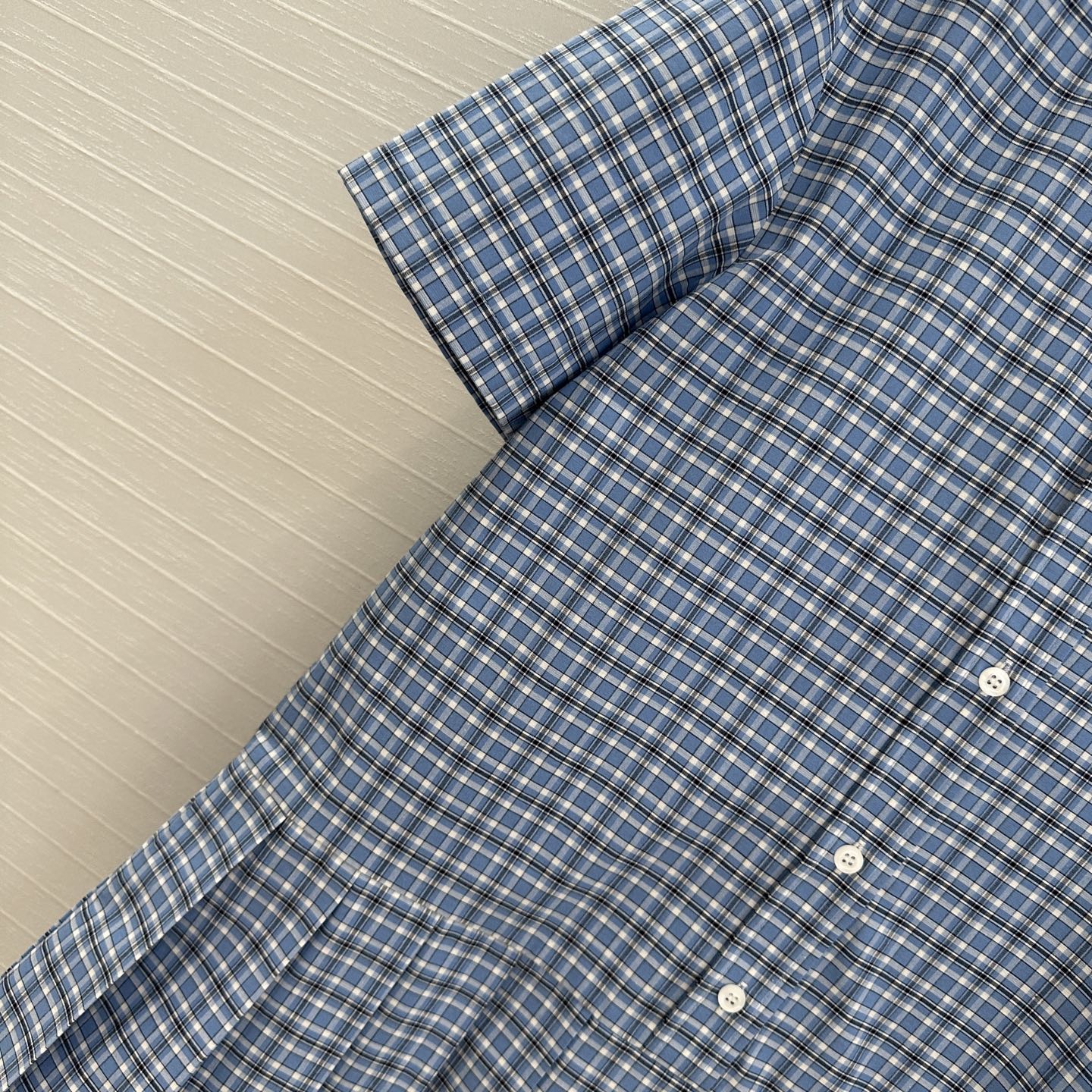 Miu Miu Plaid Pleated Shirt Dress Blue Cotton