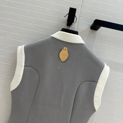 LV 25 Princess Seams Vest Grey Polyester Cotton