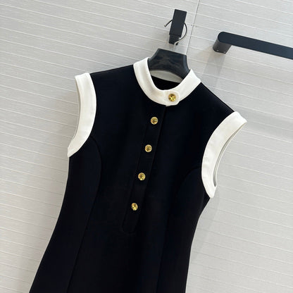 LV 25 Princess Seams Dress Black Polyester Cotton