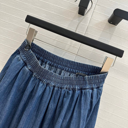 CD 25 Mid-length Skirt Blue Cotton