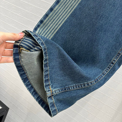 CD Stripe Straight Jeans Blue Cotton
