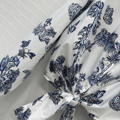 CD 25 Bow Tie Shirt Blue White Cotton