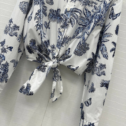 CD 25 Bow Tie Shirt Blue White Cotton