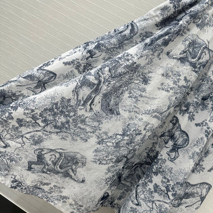 CD 25 Boat Neck Long Skirt Blue White Cotton