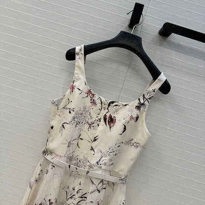 CD 25 Printed Suspender Long Skirt Cotton