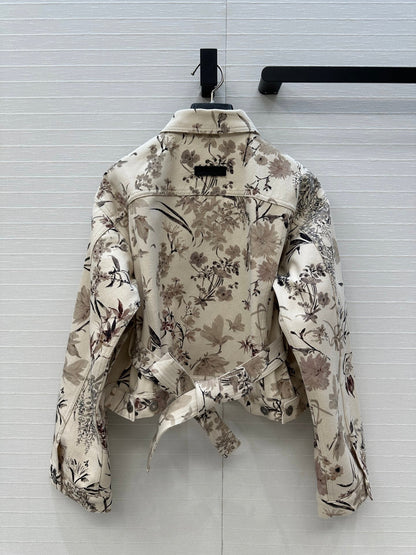 CD 25 Printed Denim Short Jacket Cotton