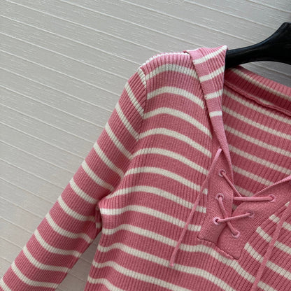 CD Navy Style Collared Sweater Pink Wool