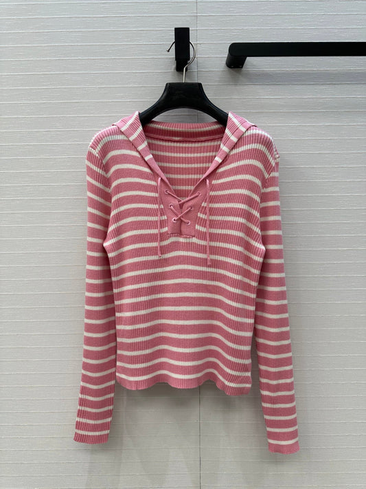 CD Navy Style Collared Sweater Pink Wool
