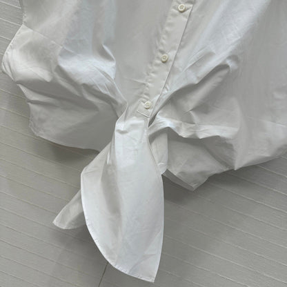 CD 25 Flying Sleeve Short Shirt White Cotton