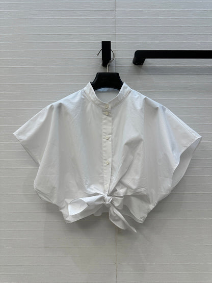 CD 25 Flying Sleeve Short Shirt White Cotton