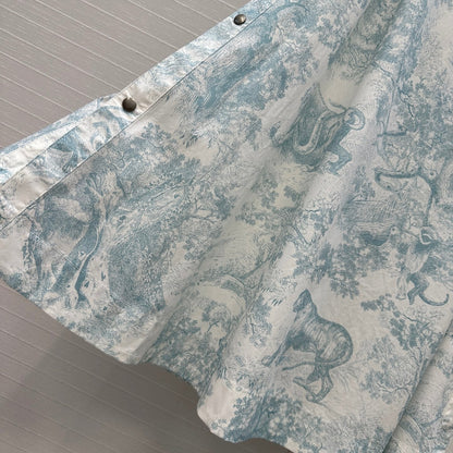 CD 25 Sauvage Jouy Button-down Dress Blue White Cotton