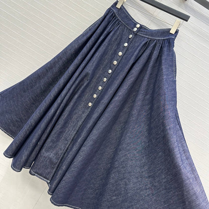 CD 25 Denim Long Skirt Blue Cotton