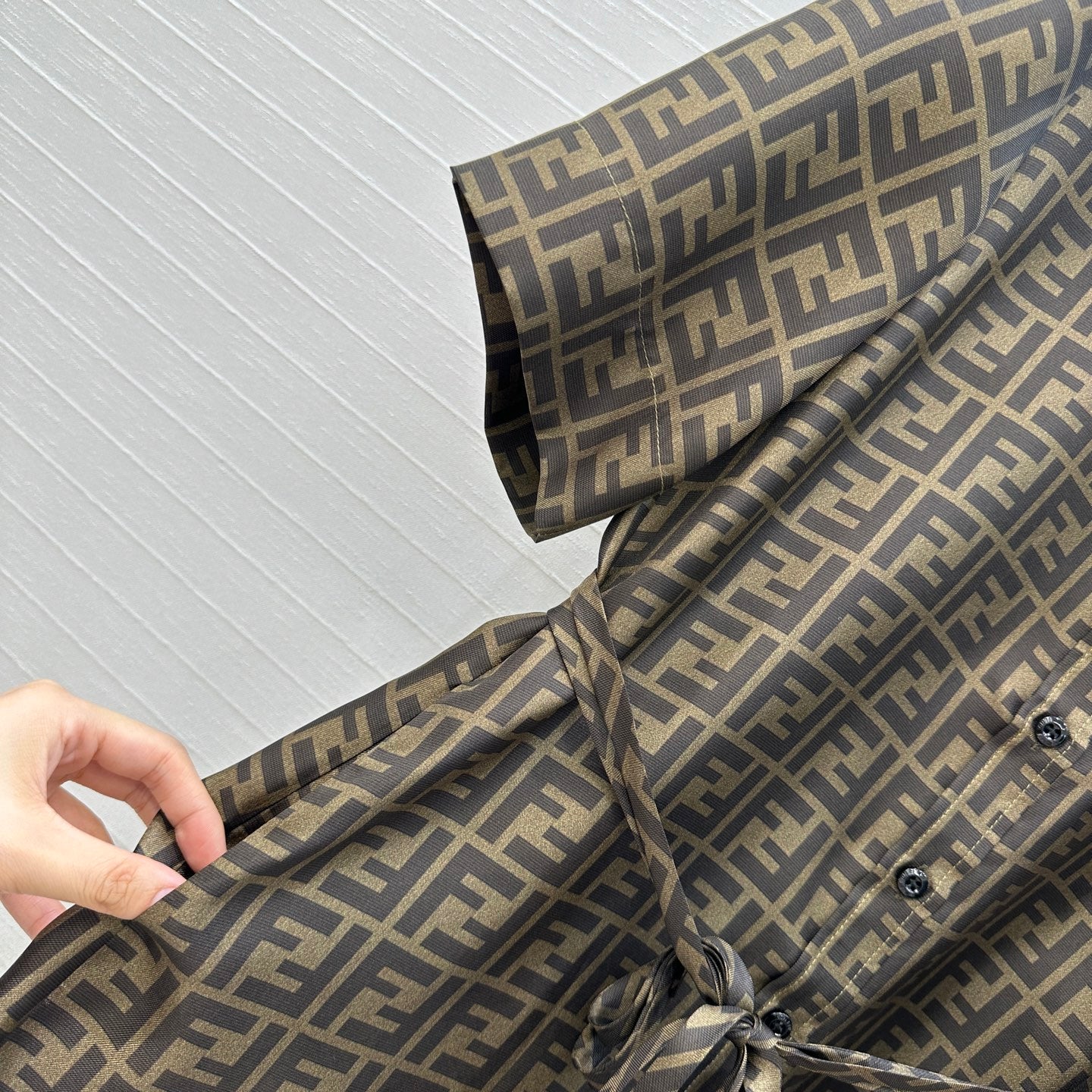 Fendi 25 Shirt Dress Khaki Silk