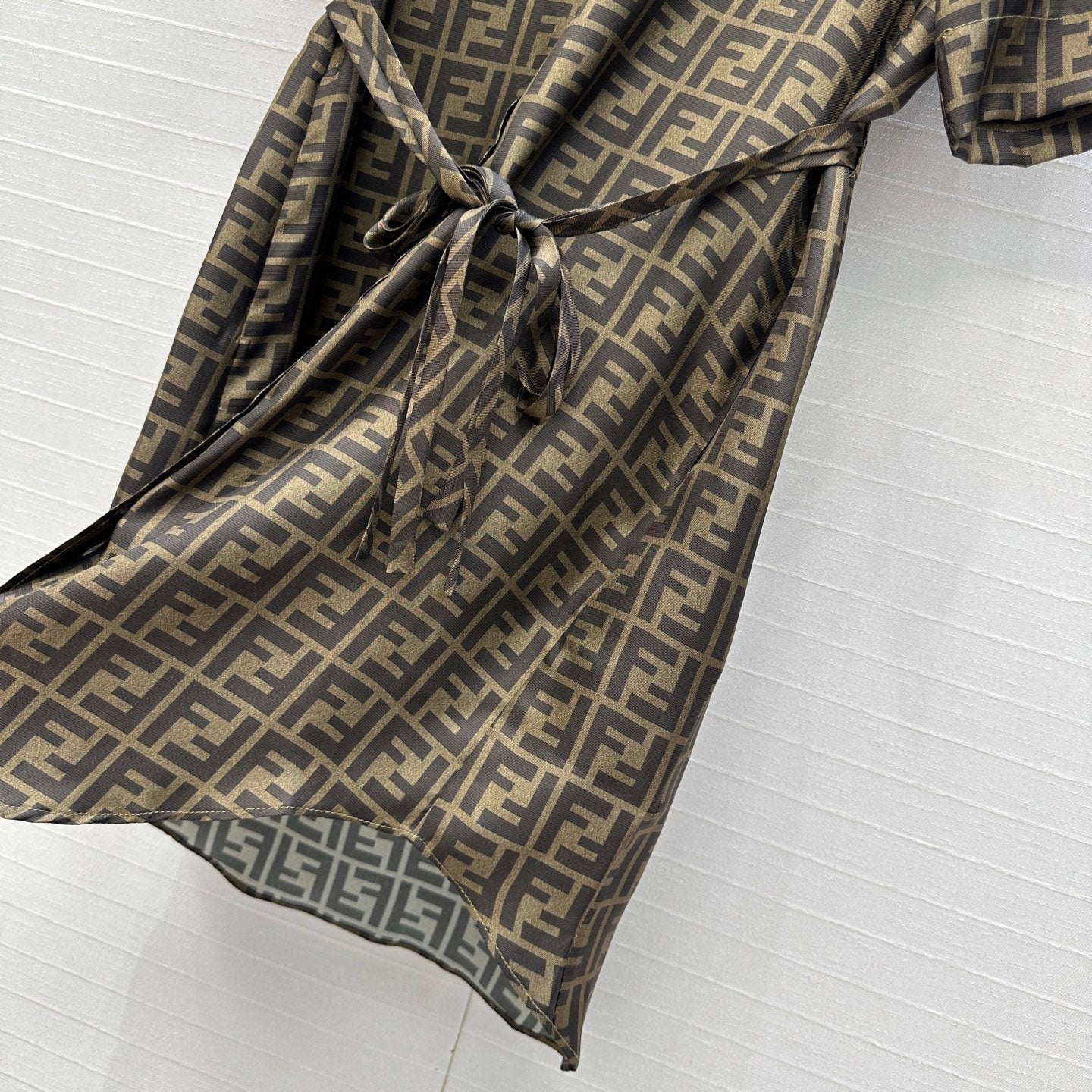 Fendi 25 Shirt Dress Khaki Silk