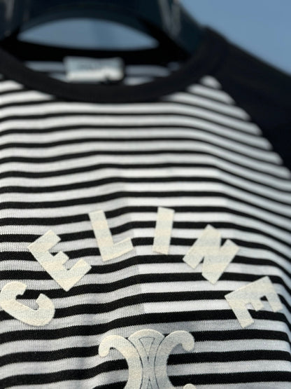 Celine Striped T-shirt Black White Cotton
