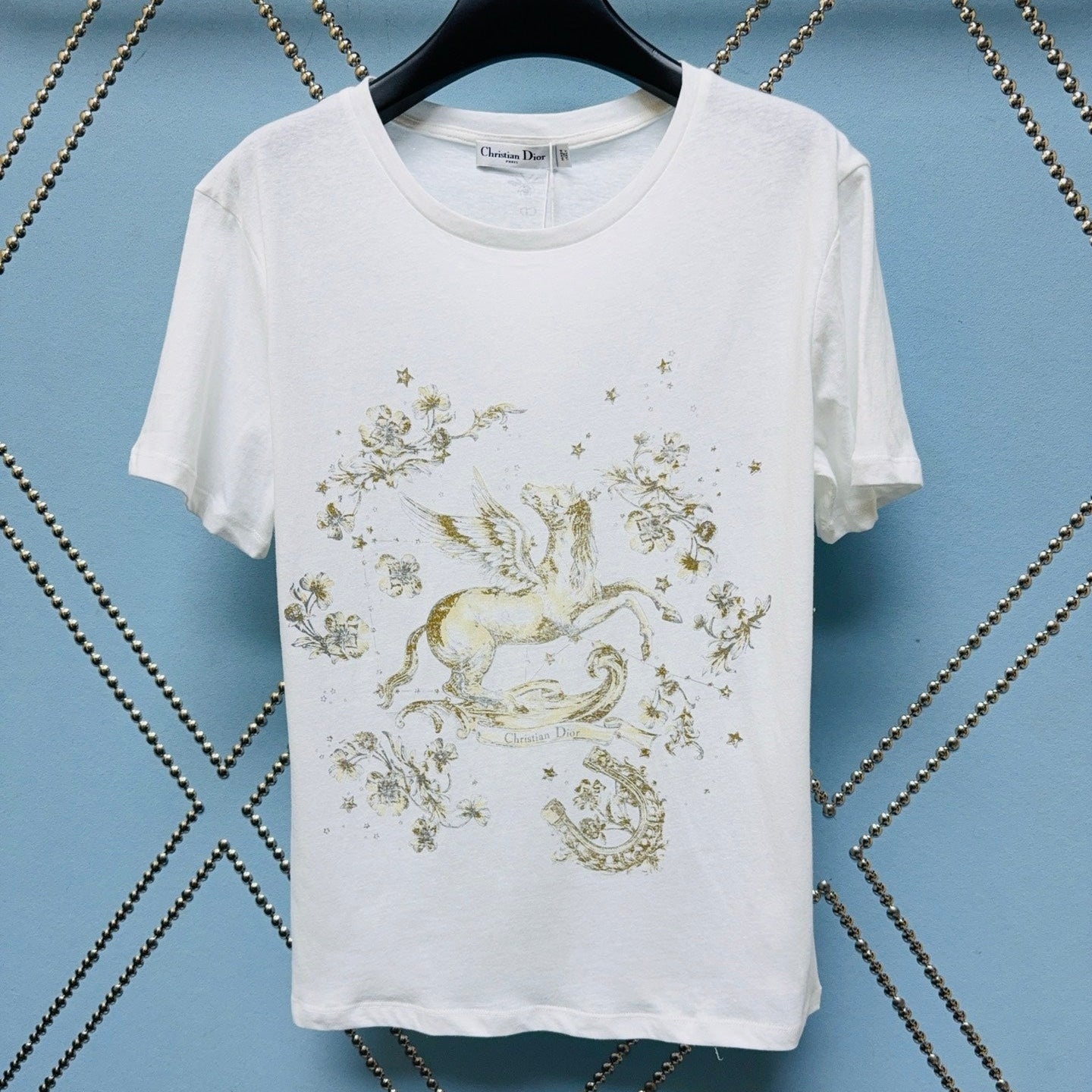 CD SS26 Pegasus T-shirt Ivory Cotton Linen 351379