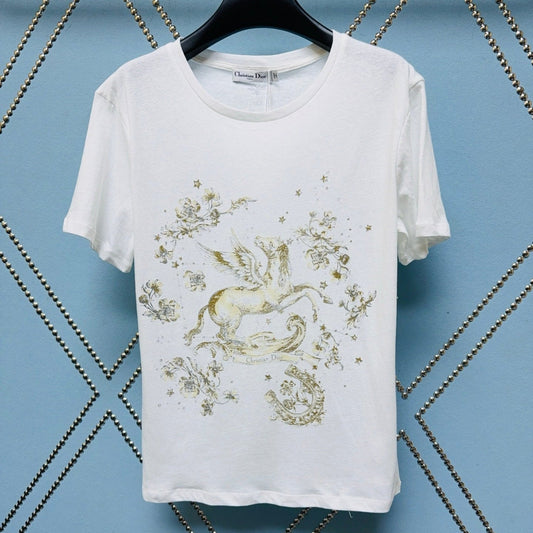 CD SS26 Pegasus T-shirt Ivory Cotton Linen 351379