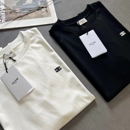 Celine Triomphe Loose T-shirt Black White Cotton 350444