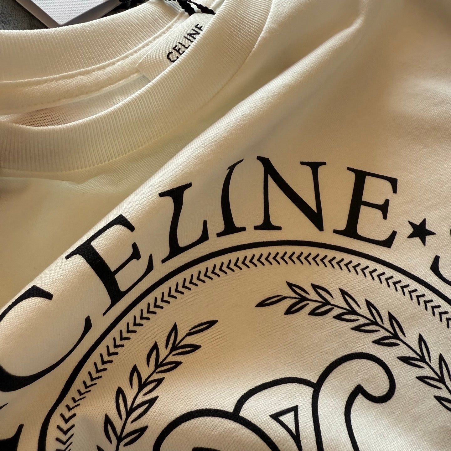 Celine SS26 Printed Short-Sleeve Tee White Cotton 350453