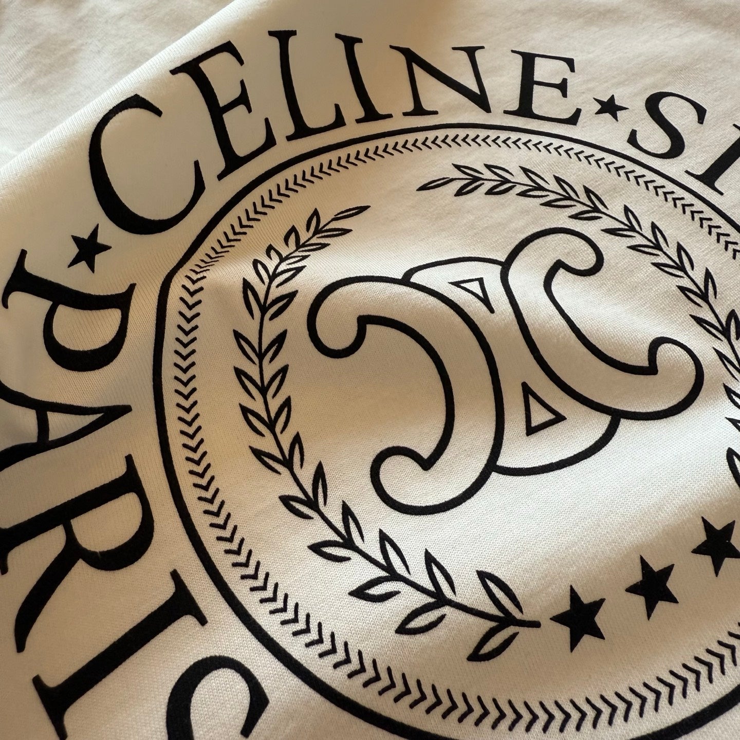 Celine SS26 Printed Short-Sleeve Tee White Cotton 350453
