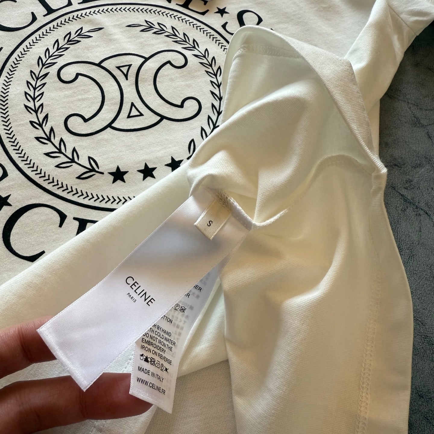 Celine SS26 Printed Short-Sleeve Tee White Cotton 350453