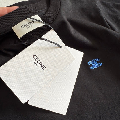 Celine SS26 Classic Small Logo Embroidered Tee Cotton 350480