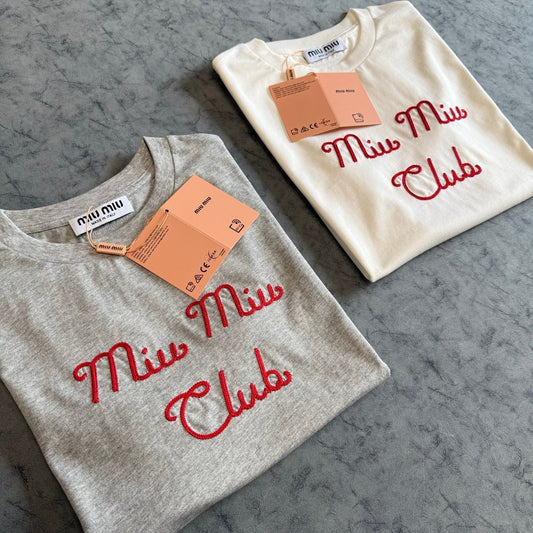 Miu SS26 Embroidered Short-Sleeve Tee Cotton 350483