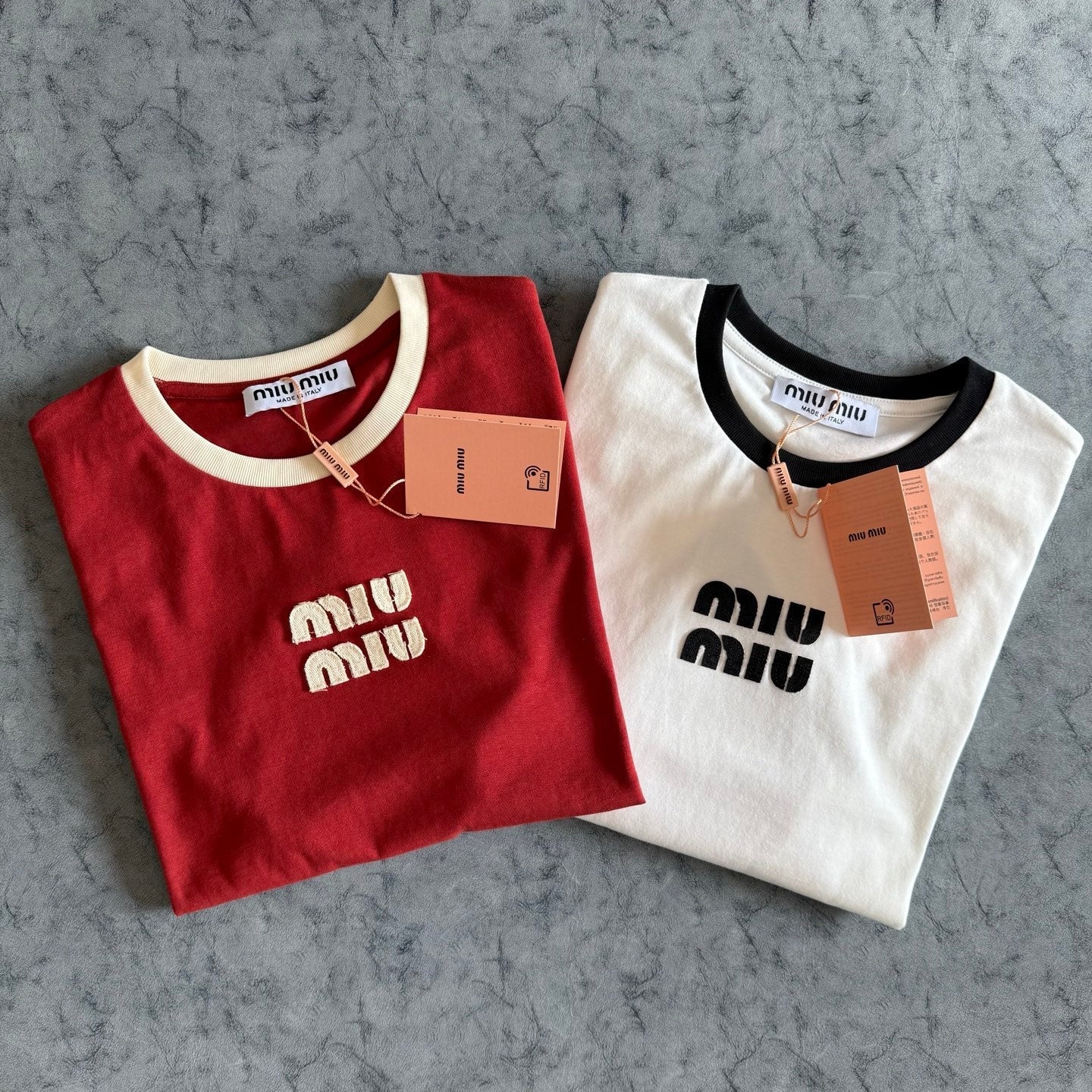 Miu SS26 Embroidered Color Block Tee Cotton 350504