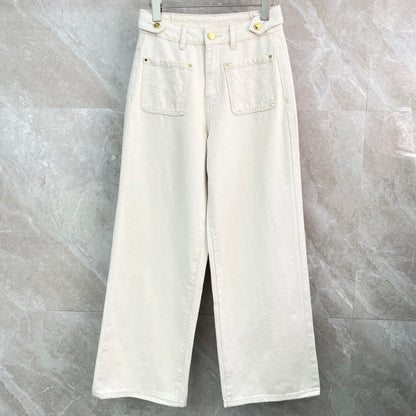 CD Quilted Pocket Wide-Leg Jeans Off-white Denim Cotton 351186