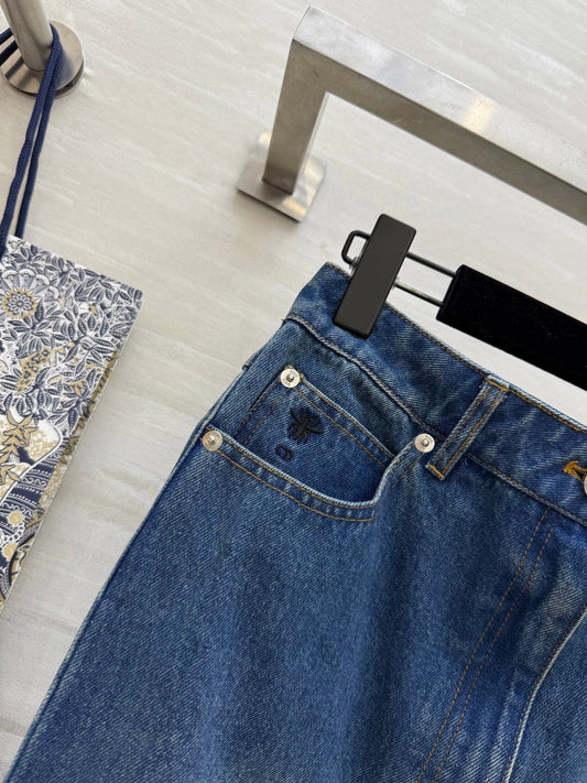 CD 25 Fishtail Denim Skirt Blue Cotton