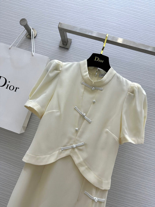 CD 25 Dress Light Cream Cotton