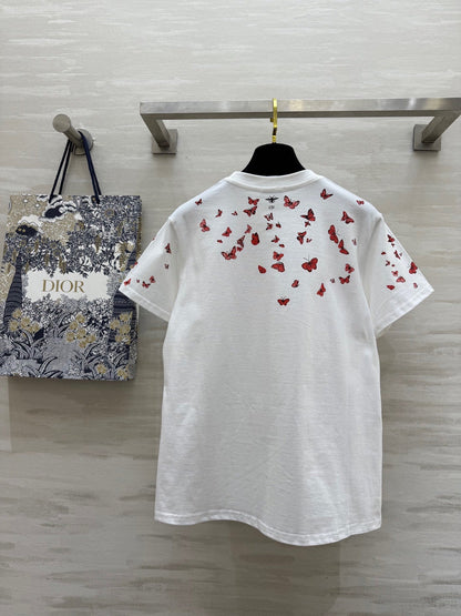 CD Butterfly Lover T-shirt White Red Cotton