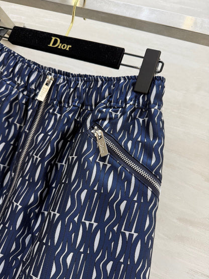 CD 25 Letter Skirt Blue Jacquard Fabric