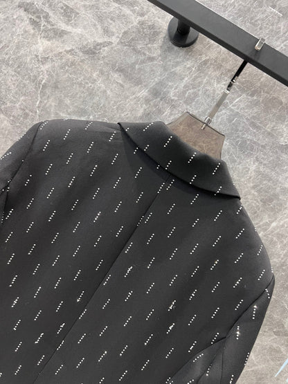 Miu Miu Diamond Short Jacket Black Polyester Cotton
