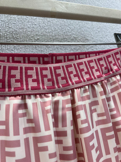 Fendi 25 Wide Leg Pants Pink Polyester Fiber