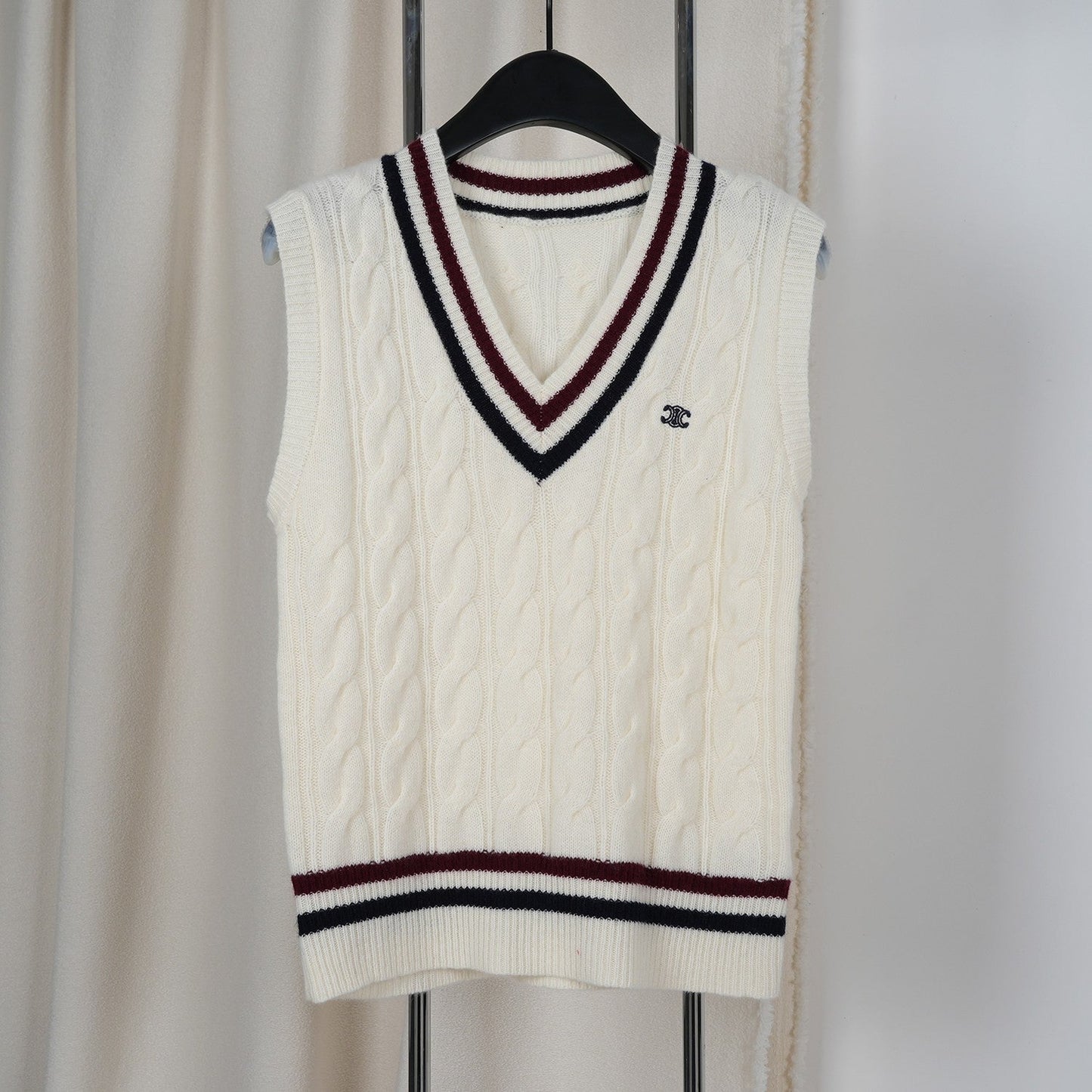 Celine Arc de Triomphe Vest White Cashmere