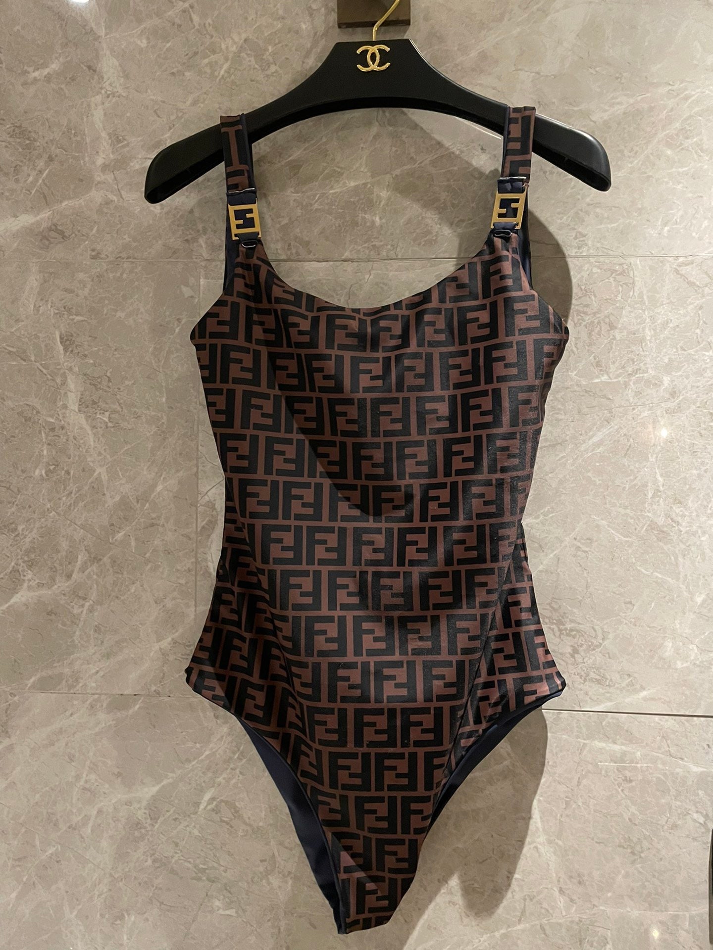 Fendi Swimsuit Navy Blue Cotton 180519
