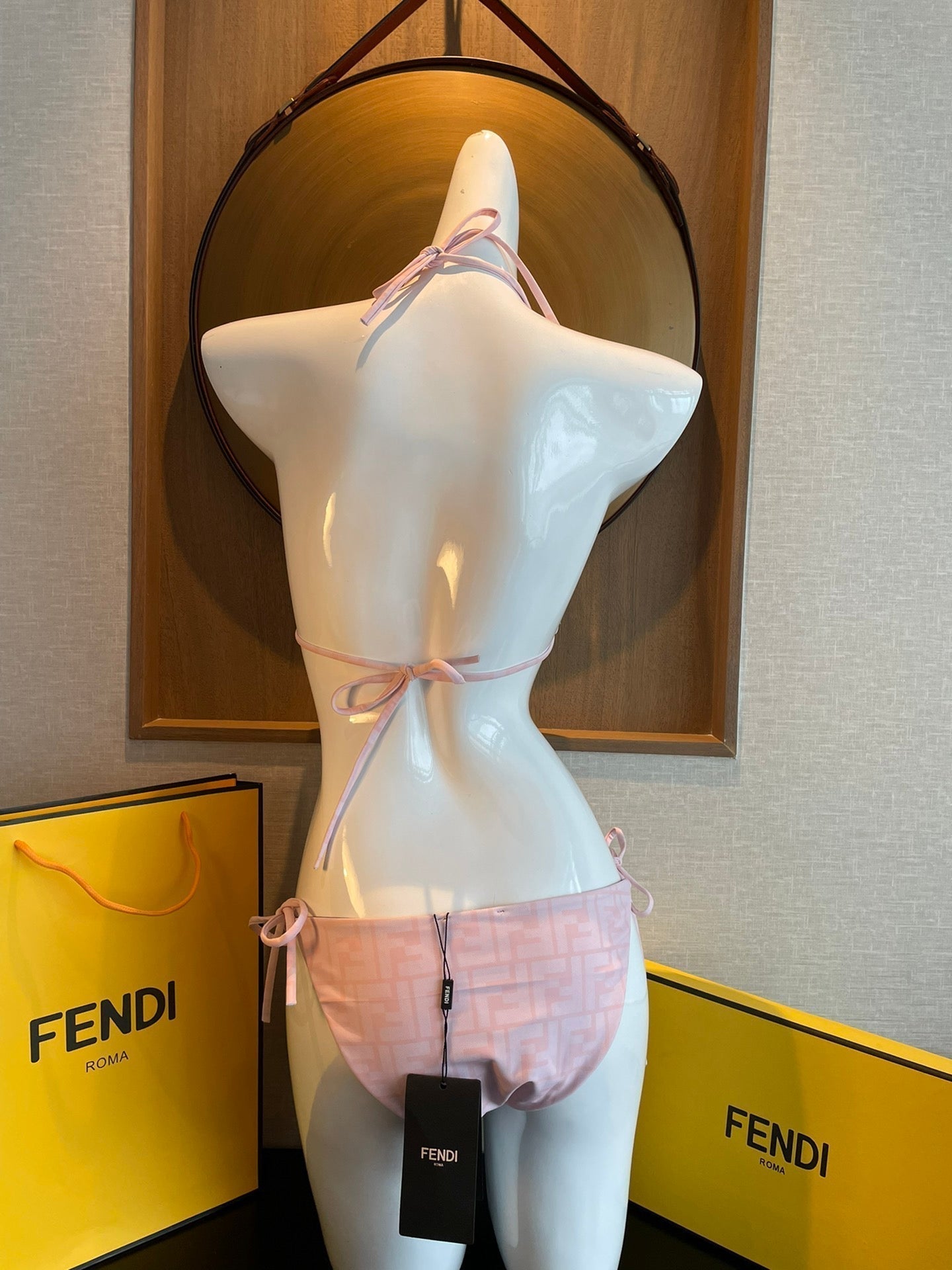 Fendi Swimsuits Pink Beige Cotton 180523