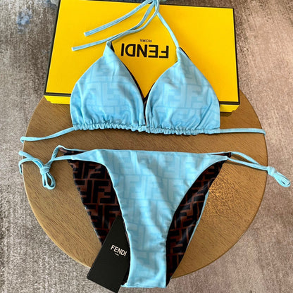 Fendi Swimsuits Blue Beige Cotton 180524